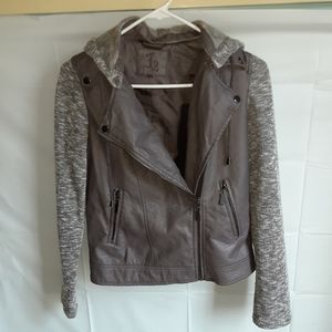 Hooded Faux Leather Jacket